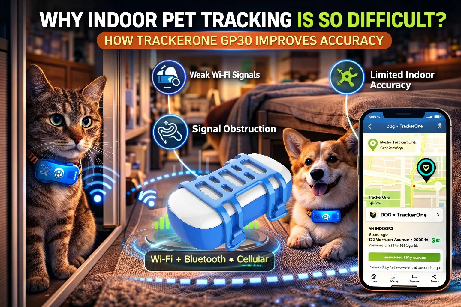 Why Indoor Pet Tracking Is So Difficult? The Truth About Wi-Fi Positioning & How TrackerOne GP30 Solves It