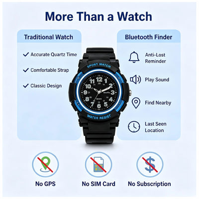 Kids Anti-Lost Quartz Watch | Works with Apple Find My & Android Find Hub