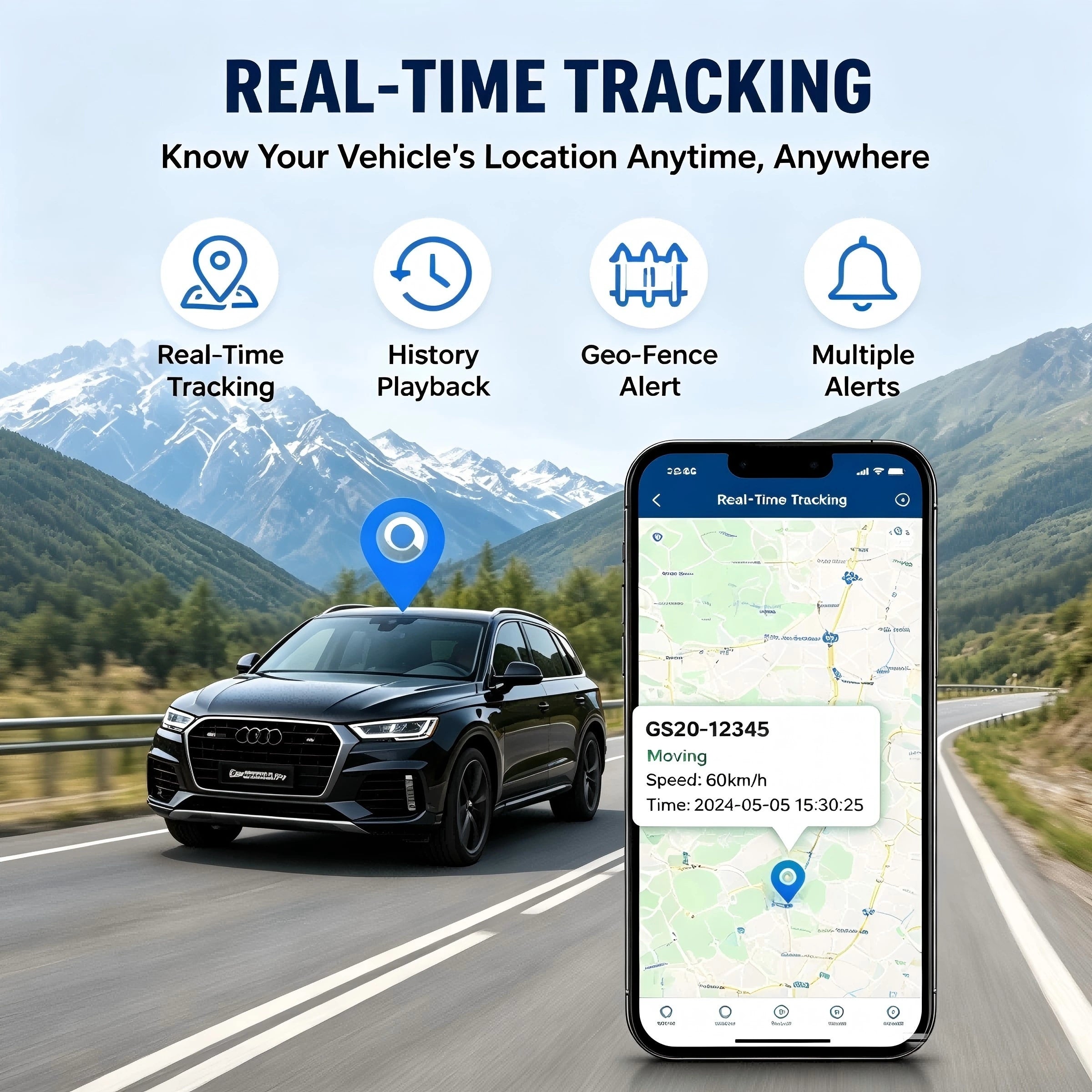GS20 - جهاز تتبع المركبات GPS سلكي بتقنية 4G