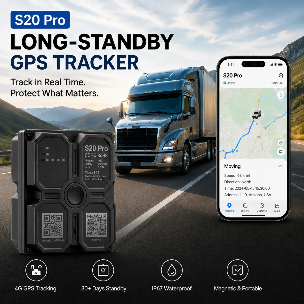 S20 Pro – 4G GPS Tracker | Global Coverage | Built-in SIM