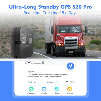 S20 Pro - Ulepszony lokalizator GPS 4G na całym świecie, 30 dni + śledzenie na żywo