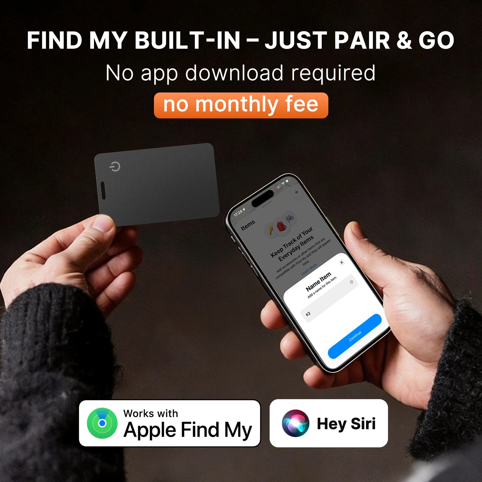Smart Tracker Card for Apple Find My | Ultra-Slim Wallet Tracker with FREE Wireless Charger