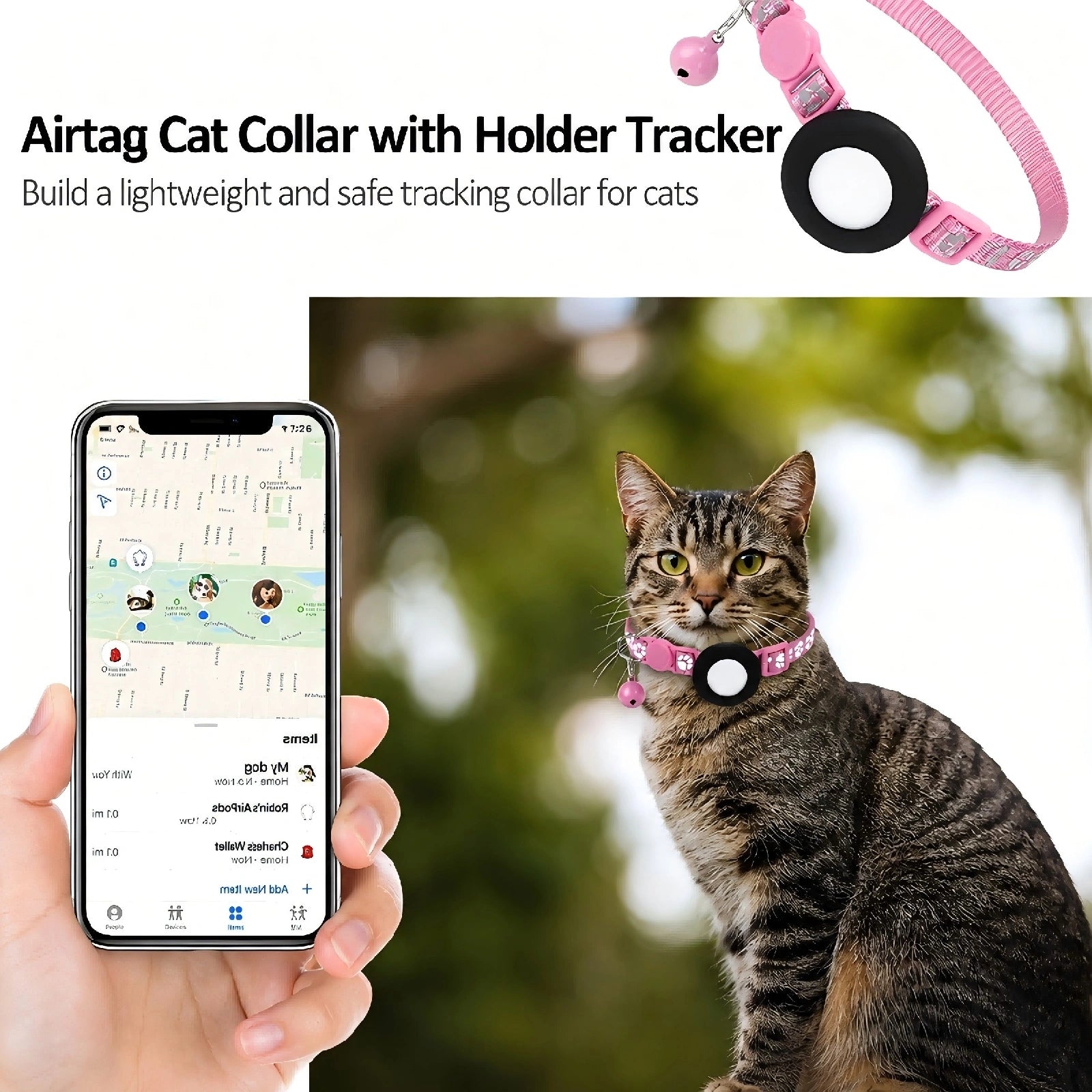 2-Pack AirTag & TrackerOne Compatible Cat Collar